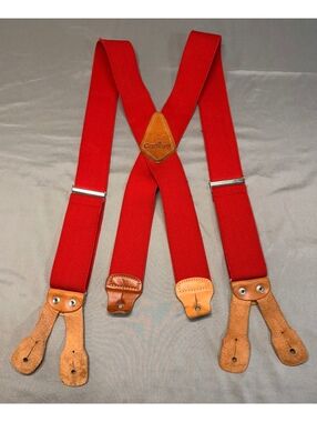 Carhartt Red Leather-Trim Button Suspenders